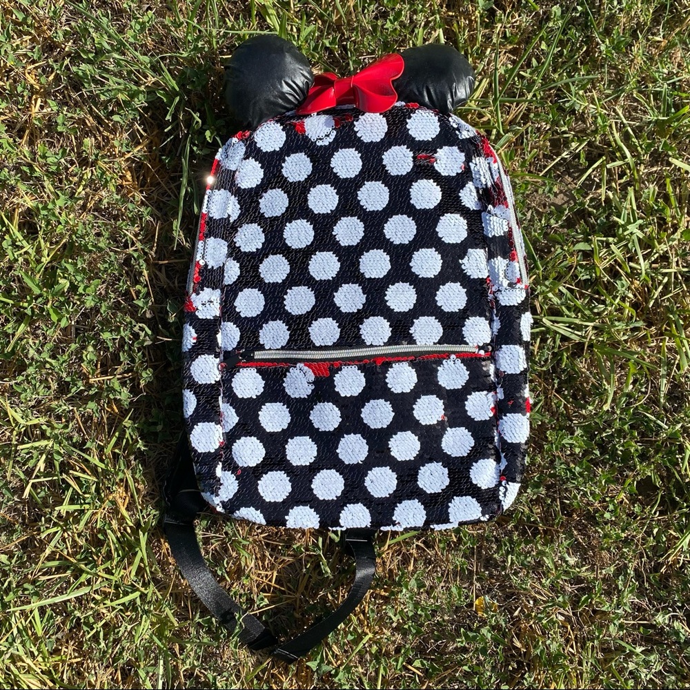 Disney Minnie Mouse Sequin Backpack | Rub Sequin to Black or Red or Both